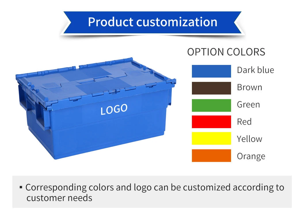 400*300*260mm Seafood Moving Tote Heavy Duty Plastic Turnover HDPE Nestable Security Keep Crate/Box with Hinging Lockable Lid