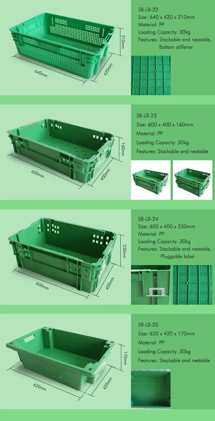 Customized Color Stackable Nestable Vegetable Plastic Storage Boxes